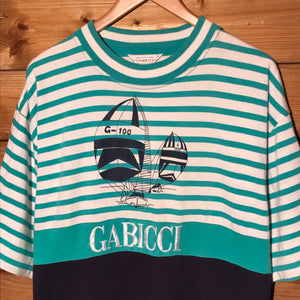 80s Gabicci Sailing Striped Spellout t shirt