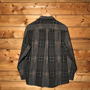 Playboy VIP Plaid Squared Patchwork long sleeve button up shirt