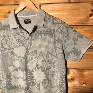 Stüssy Tonal Speech Bubbles AOP polo t shirt