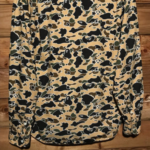 Bape, A Bathing Ape Yellow Psyche Camo AOP long sleeve button up shirt