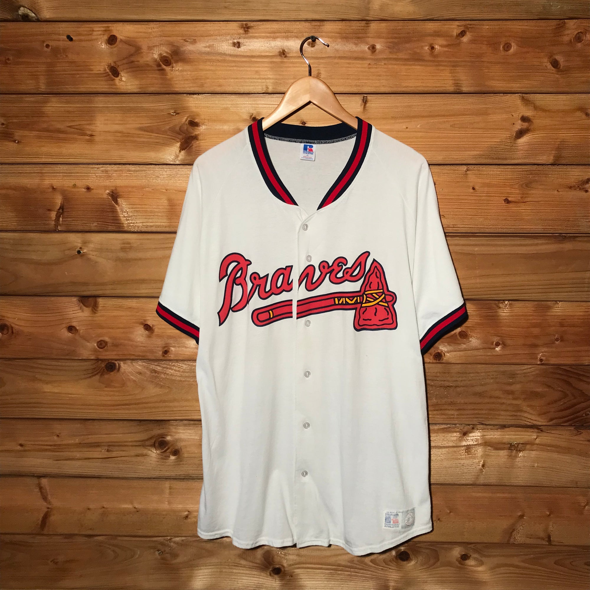 90s Russell Athletic MLB Braves Team jersey t shirt