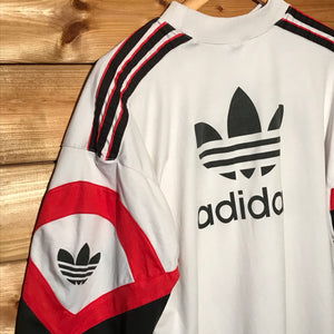 80s Adidas Trefoil Spellout Striped t shirt