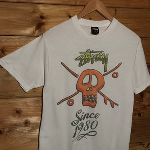 Stüssy Surf Skate Skull Since 1980 Script Spellout t shirt