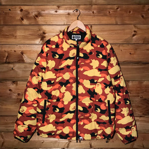 Bape, A Bathing Ape Orange Camo puffer jacket