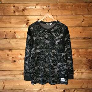 Bape, A Bathing Ape Text Colour Black Camo long sleeve t shirt