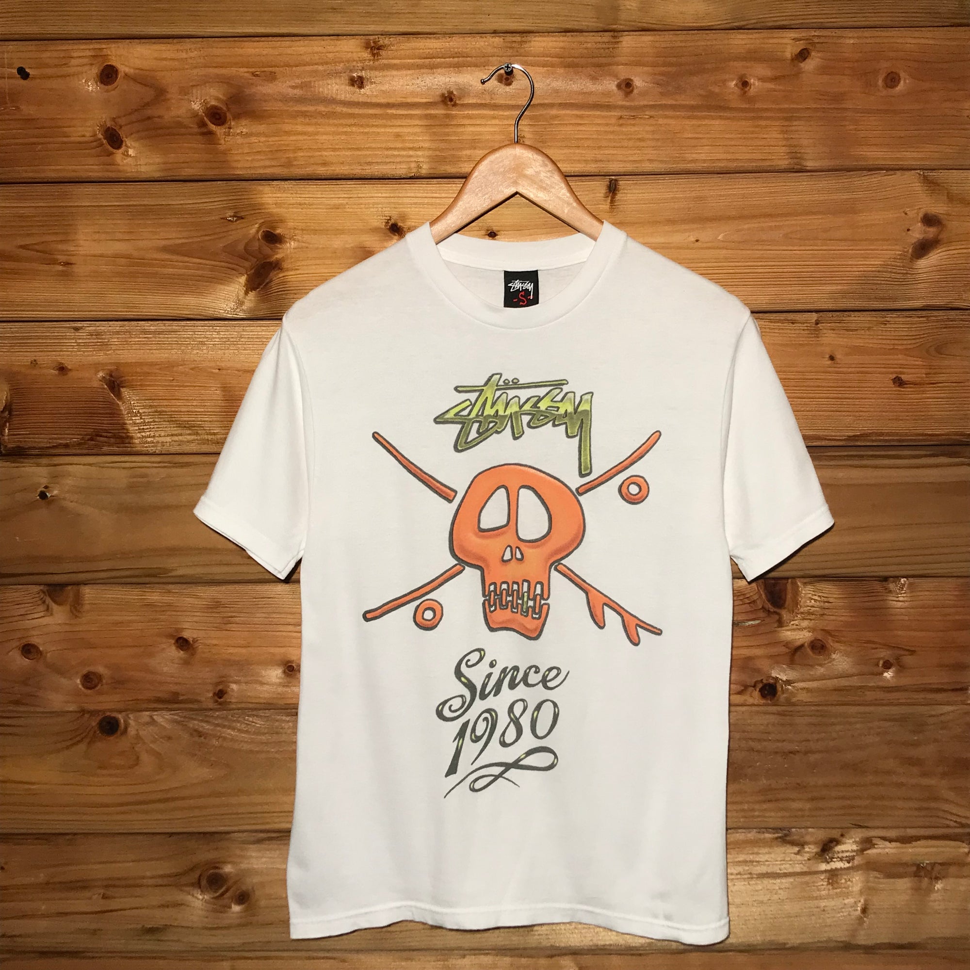 Stüssy Surf Skate Skull Since 1980 Script Spellout t shirt