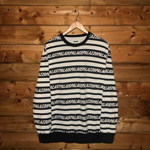 2017 Palace Multi Lingual Repeat Spellout Striped sweatshirt