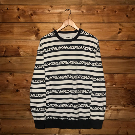 2017 Palace Multi Lingual Repeat Spellout Striped sweatshirt