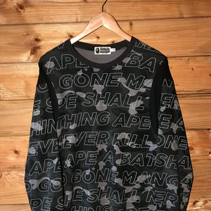 Bape, A Bathing Ape Text Colour Black Camo long sleeve t shirt