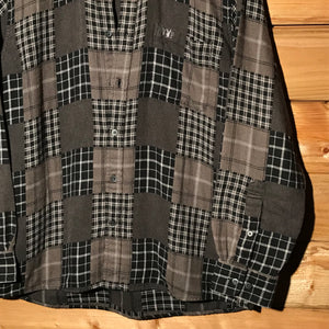 Playboy VIP Plaid Squared Patchwork long sleeve button up shirt