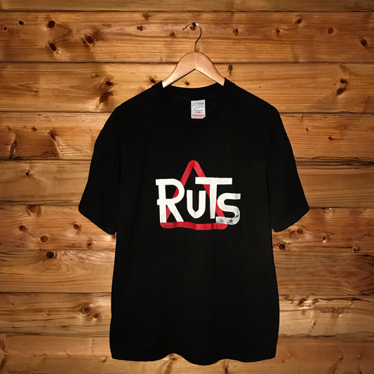 90s The Ruts Centre Spellout Triangle Logo Band t shirt