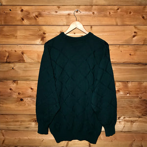 90s Burberry Knight Crest Argyle knit sweatshirt