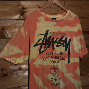 2010 Stüssy x Tower Records 30th Anniversary World Tour Dye Effect t shirt