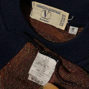 90s Valentino Beachwear International Map Grid AOP knit sweatshirt