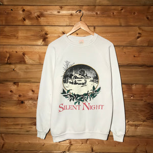 90s Silent Night Spellout Christmas sweatshirt