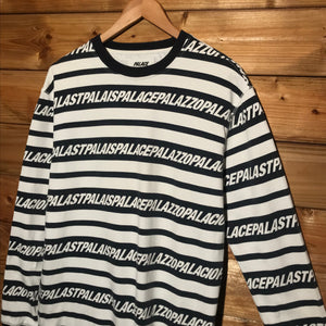 2017 Palace Multi Lingual Repeat Spellout Striped sweatshirt