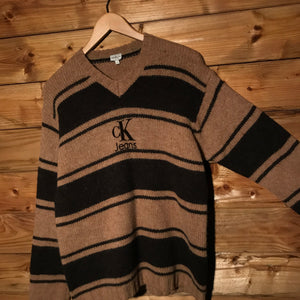 Calvin Klein Jeans Centre Spellout Striped knit sweatshirt