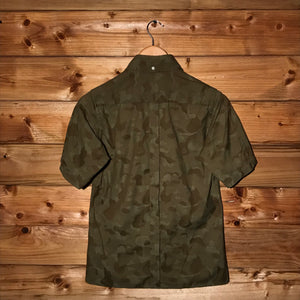 Bape, A Bathing Ape Tonal Green Camo AOP button up shirt