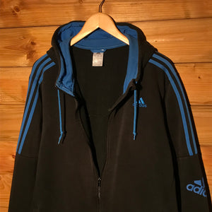 Adidas Half Striped Spellout zip up hoodie