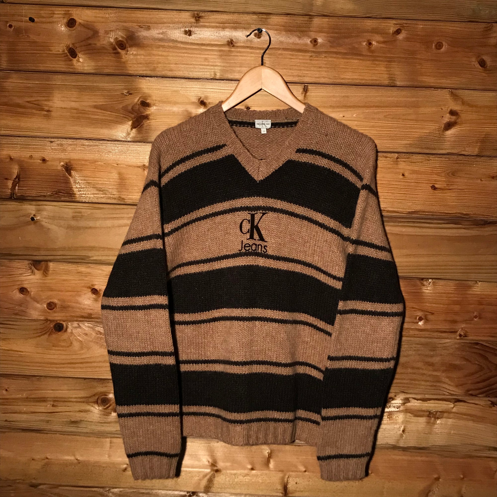 Calvin Klein Jeans Centre Spellout Striped knit sweatshirt