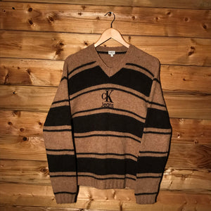 Calvin Klein Jeans Centre Spellout Striped knit sweatshirt