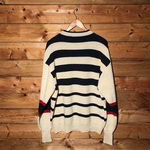 90s Fila Striped Centre Spellout knit sweatshirt