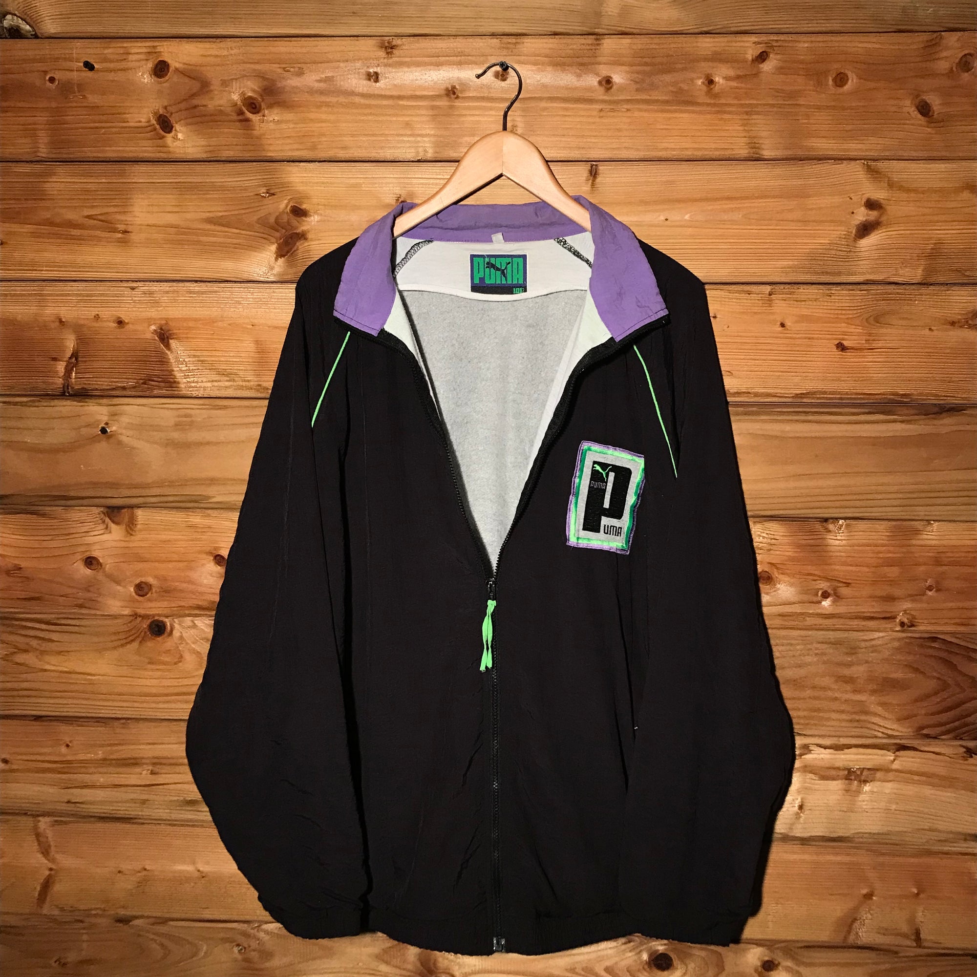 90s Puma Neon Piping Double Spellout track jacket