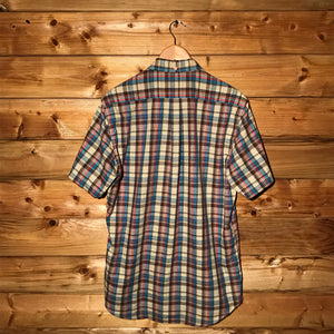 90s Stüssy Plaid Corner Script short sleeve button up shirt
