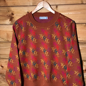 90s Yves Saint Laurent Monogram Spellout knit sweatshirt