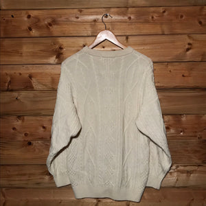90s Burberry Centre Spellout cable knit sweatshirt