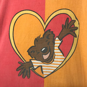 90s Bear Heart Two Tone Split t shirt