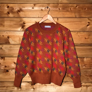 90s Yves Saint Laurent Monogram Spellout knit sweatshirt