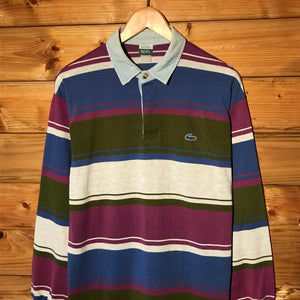 80s Lacoste IZOD Boys Multi Striped long sleeve polo t shirt