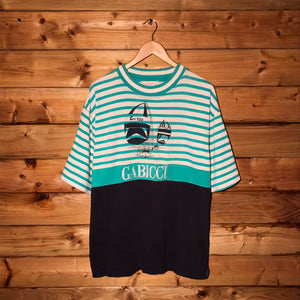 80s Gabicci Sailing Striped Spellout t shirt