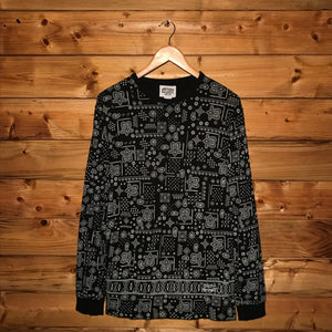 Stüssy Paisley Bandana Pattern AOP Waffle Knit long sleeve t shirt
