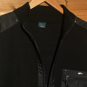 Lacoste Silver Hybrid zip up knit sweatshirt