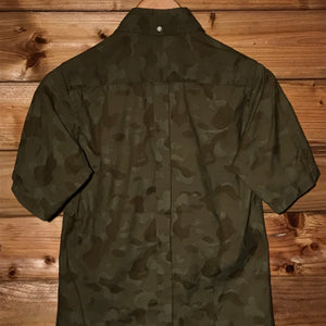 Bape, A Bathing Ape Tonal Green Camo AOP button up shirt