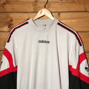 80s Adidas Trefoil Spellout Striped t shirt