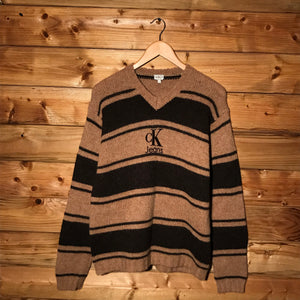 Calvin Klein Jeans Centre Spellout Striped knit sweatshirt
