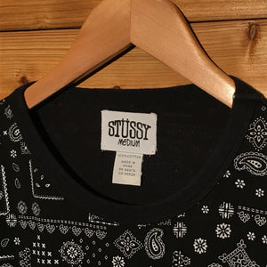 Stüssy Paisley Bandana Pattern AOP Waffle Knit long sleeve t shirt