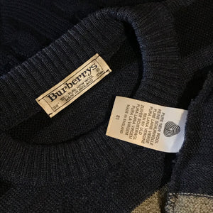 90s Burberry Knight Crest Striped knit sweatshirt