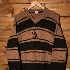 Calvin Klein Jeans Centre Spellout Striped knit sweatshirt