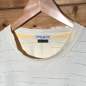 90s Stone Island Italy Centre Spellout Striped t shirt