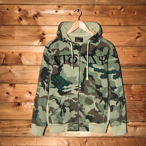 Stüssy Outer Gear Tartan Camo Spellout zip up hoodie