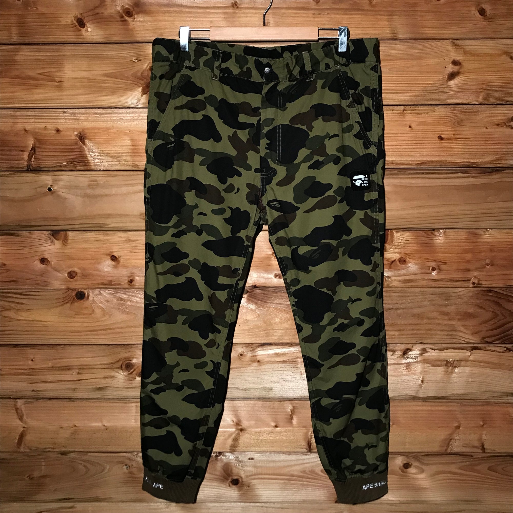 Bape, A Bathing Ape Green Camo trousers