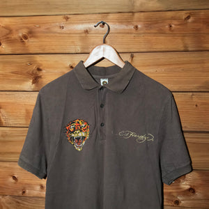 Ed Hardy Rhinestone Tiger polo t shirt