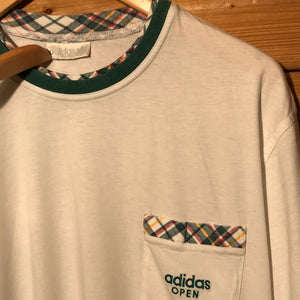 90s Adidas Open Tartan ringer t shirt