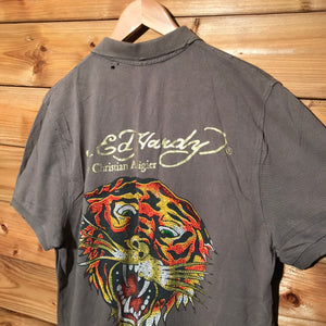 Ed Hardy Rhinestone Tiger polo t shirt