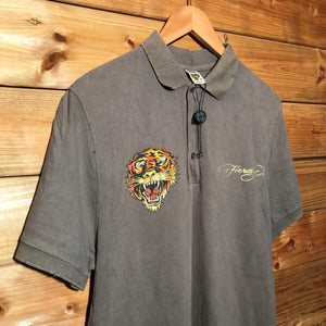 Ed Hardy Rhinestone Tiger polo t shirt